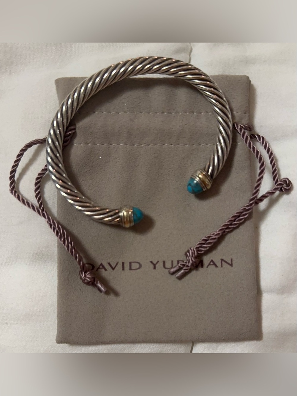 David Yurman Cable Classic Turquoise Bracelet in Sterling Silver 7mm